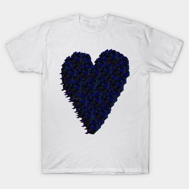 Blue Rose Heart T-Shirt by Not Meow Designs 